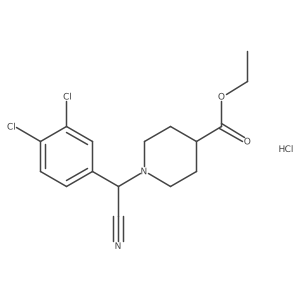 Ethyl 1-[cyano-(3,4-dichlorophenyl)methyl]piperidine-4-carboxylate hydrochloride结构式