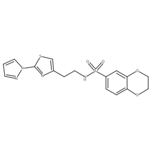 N-(2-(2-(1H-pyrazol-1-yl)thiazol-4-yl)ethyl)-2,3-dihydrobenzo[b][1,4]dioxine-6-sulfonamide Structure