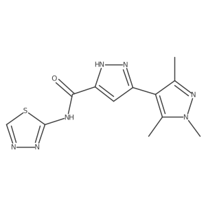 1',3',5'-trimethyl-N-(1,3,4-thiadiazol-2-yl)-1H,1'H-3,4'-bipyrazole-5-carboxamide结构式