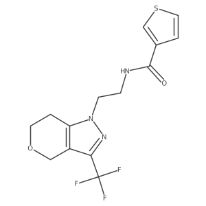 N-(2-(3-(trifluoromethyl)-6,7-dihydropyrano[4,3-c]pyrazol-1(4H)-yl)ethyl)thiophene-3-carboxamide结构式