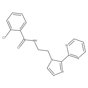 2-chloro-N-(2-(2-(pyrimidin-2-yl)-1H-imidazol-1-yl)ethyl)benzamide结构式