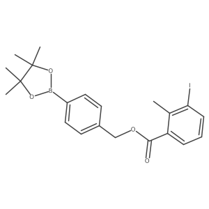 4-(4,4,5,5-Tetramethyl-1,3,2-dioxaborolan-2-yl)benzyl 3-iodo-2-methylbenzoate结构式