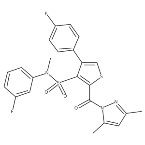2-(3,5-dimethyl-1H-pyrazole-1-carbonyl)-N-(3-fluorophenyl)-4-(4-fluorophenyl)-N-methylthiophene-3-sulfonamide结构式
