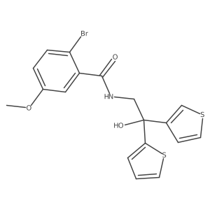 2-bromo-N-(2-hydroxy-2-(thiophen-2-yl)-2-(thiophen-3-yl)ethyl)-5-methoxybenzamide结构式