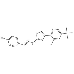 4-chlorobenzenecarbaldehyde N-{4-[3-chloro-5-(trifluoromethyl)-2-pyridinyl]-1,3-thiazol-2-yl}hydrazone Structure