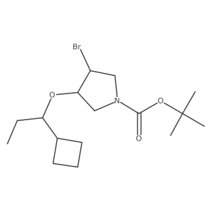 Tert-butyl 3-bromo-4-(1-cyclobutylpropoxy)pyrrolidine-1-carboxylate结构式