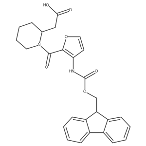 2-[(2R)-1-[3-({[(9H-fluoren-9-yl)methoxy]carbonyl}amino)furan-2-carbonyl]piperidin-2-yl]acetic acid结构式