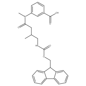 3-[4-({[(9H-fluoren-9-yl)methoxy]carbonyl}amino)-N,3-dimethylbutanamido]benzoic acid结构式