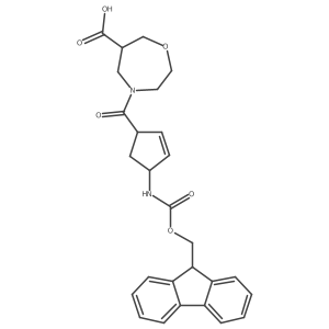 4-[4-({[(9H-fluoren-9-yl)methoxy]carbonyl}amino)cyclopent-2-ene-1-carbonyl]-1,4-oxazepane-6-carboxylic acid Structure
