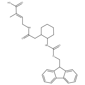 4-{2-[2-({[(9H-fluoren-9-yl)methoxy]carbonyl}amino)cyclohexyl]acetamido}-2-methylbut-2-enoic acid结构式
