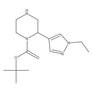 tert-butyl 2-(1-ethyl-1H-pyrazol-4-yl)piperazine-1-carboxylate结构式