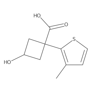 3-Hydroxy-1-(3-methylthiophen-2-yl)cyclobutane-1-carboxylic acid结构式