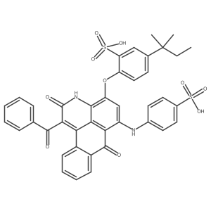 2-((1-Benzoyl-2,7-dioxo-6-(4-sulfoanilino)-2,7-dihydro-3H-naphtho[1,2,3-de]quinolin-4-yl)oxy)-5-(2-methylbutan-2-yl)benzenesulfonic acid结构式