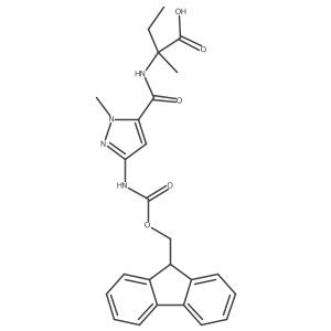 2-{[3-({[(9H-fluoren-9-yl)methoxy]carbonyl}amino)-1-methyl-1H-pyrazol-5-yl]formamido}-2-methylbutanoic acid结构式