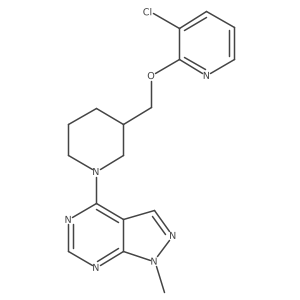3-chloro-2-[(1-{1-methyl-1H-pyrazolo[3,4-d]pyrimidin-4-yl}piperidin-3-yl)methoxy]pyridine结构式