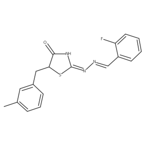 2-Fluorobenzaldehyde 2-[4,5-dihydro-5-[(3-methylphenyl)methyl]-4-oxo-2-thiazolyl]hydrazone Structure