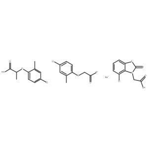 3(2H)-Benzothiazolacetic acid, 4-chloro-2-oxo-, mixt. with 2-(4-chloro-2-methylphenoxy)propanoic acid and sodium (4-chloro-2-methylphenoxy)acetate结构式