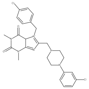 7-[(4-chlorophenyl)methyl]-8-[[4-(3-chlorophenyl)piperazin-1-yl]methyl]-1,3-dimethyl-5H-purin-3-ium-2,6-dione结构式