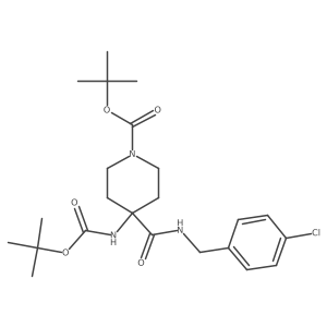 4-Tert-butoxycarbonylamino-4-(4-chloro-benzylcarbamoyl)-piperidine-1-carboxylic acid tert-butyl ester结构式