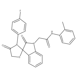 2-(3'-(4-fluorophenyl)-2,4'-dioxospiro[indoline-3,2'-thiazolidin]-1-yl)-N-(o-tolyl)acetamide结构式