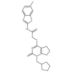 N-(6-methylbenzo[d]thiazol-2-yl)-2-((2-oxo-1-((tetrahydrofuran-2-yl)methyl)-2,5,6,7-tetrahydro-1H-cyclopenta[d]pyrimidin-4-yl)thio)acetamide Structure