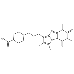 1-[3-(2,4,7,8-tetramethyl-1,3-dioxo-9aH-purino[7,8-a]imidazol-6-ium-6-yl)propyl]piperidine-4-carboxamide结构式