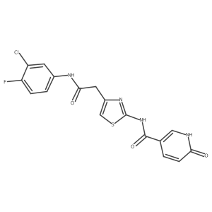 N-(4-(2-((3-chloro-4-fluorophenyl)amino)-2-oxoethyl)thiazol-2-yl)-6-oxo-1,6-dihydropyridine-3-carboxamide结构式