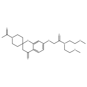 2-(1'-acetyl-4-oxospiro[3H-chromene-2,4'-piperidine]-7-yl)oxy-N,N-bis(2-methoxyethyl)acetamide结构式