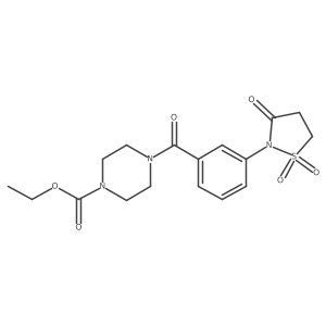 Ethyl 4-[3-(1,1-dioxido-3-oxo-2-isothiazolidinyl)benzoyl]-1-piperazinecarboxylate结构式