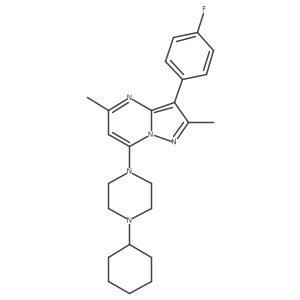7-(4-Cyclohexylpiperazin-1-yl)-3-(4-fluorophenyl)-2,5-dimethylpyrazolo[1,5-a]pyrimidine结构式