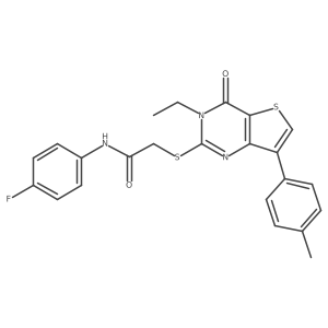 2-{[3-ethyl-7-(4-methylphenyl)-4-oxo-3,4-dihydrothieno[3,2-d]pyrimidin-2-yl]sulfanyl}-N-(4-fluorophenyl)acetamide结构式