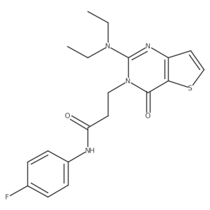 3-[2-(diethylamino)-4-oxo-3H,4H-thieno[3,2-d]pyrimidin-3-yl]-N-(4-fluorophenyl)propanamide结构式