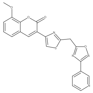8-methoxy-3-(2-{[3-(pyridin-3-yl)-1,2,4-oxadiazol-5-yl]methyl}-1,3-thiazol-4-yl)-2H-chromen-2-one结构式