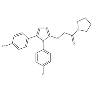 2-((5-(4-bromophenyl)-1-(4-fluorophenyl)-1H-imidazol-2-yl)thio)-1-(pyrrolidin-1-yl)ethanone Structure