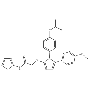 2-((1-(4-(difluoromethoxy)phenyl)-5-(4-methoxyphenyl)-1H-imidazol-2-yl)thio)-N-(thiazol-2-yl)acetamide结构式