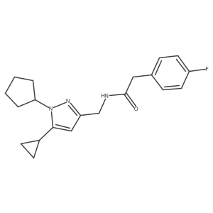 N-((1-cyclopentyl-5-cyclopropyl-1H-pyrazol-3-yl)methyl)-2-(4-fluorophenyl)acetamide结构式