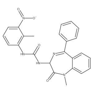 1-(1-methyl-2-oxo-5-phenyl-2,3-dihydro-1H-1,4-diazepin-3-yl)-3-(2-methyl-3-nitrophenyl)urea结构式