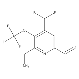 2-(Aminomethyl)-4-(difluoromethyl)-3-(trifluoromethoxy)pyridine-6-carboxaldehyde Structure
