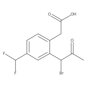 CC(=O)C(Br)c1cc(C(F)F)ccc1CC(=O)O结构式