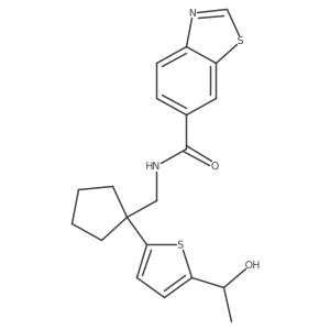 N-((1-(5-(1-hydroxyethyl)thiophen-2-yl)cyclopentyl)methyl)benzo[d]thiazole-6-carboxamide Structure