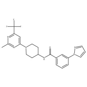 N-(1-(2-methyl-6-(trifluoromethyl)pyrimidin-4-yl)piperidin-4-yl)-3-(1H-pyrazol-1-yl)benzamide结构式