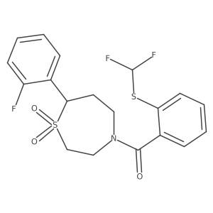 (2-((Difluoromethyl)thio)phenyl)(7-(2-fluorophenyl)-1,1-dioxido-1,4-thiazepan-4-yl)methanone结构式