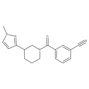 3-(3-(1-methyl-1H-pyrazol-3-yl)piperidine-1-carbonyl)benzonitrile Structure