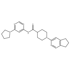 1-{5H,6H,7H-cyclopenta[c]pyridazin-3-yl}-N-[6-(pyrrolidin-1-yl)pyrimidin-4-yl]piperidine-4-carboxamide结构式