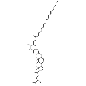 I(2)-D-Glucopyranoside, (3I(2),24Z)-stigmasta-5,24(28)-dien-3-yl, 6-(9Z,12Z)-9,12-octadecadienoate结构式