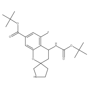Tert-butyl 4-{[(tert-butoxy)carbonyl]amino}-5-fluoro-3,4-dihydrospiro[1-benzopyran-2,3'-pyrrolidine]-7-carboxylate Structure