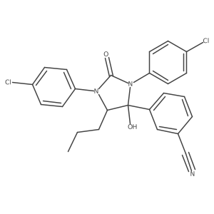 3-[1,3-Bis(4-chlorophenyl)-4-hydroxy-2-oxo-5-propyl-4-imidazolidinyl]benzonitrile结构式