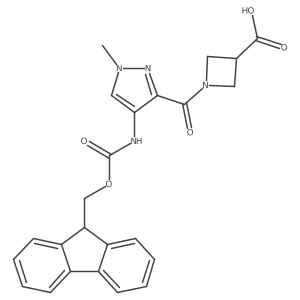 1-[4-({[(9H-fluoren-9-yl)methoxy]carbonyl}amino)-1-methyl-1H-pyrazole-3-carbonyl]azetidine-3-carboxylic acid结构式