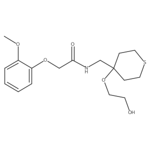 N-((4-(2-hydroxyethoxy)tetrahydro-2H-thiopyran-4-yl)methyl)-2-(2-methoxyphenoxy)acetamide Structure