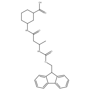 rac-(1R,3S)-3-[3-({[(9H-fluoren-9-yl)methoxy]carbonyl}amino)butanamido]cyclohexane-1-carboxylic acid Structure